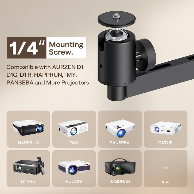 Aurzen Projector Wall Mount Shelf, Wall Use with Adjustable Angle, 360° Rotation and 90° Tilt, Foldable Heavy-Duty Metal Bracket, Supports 4.4 lbs, Compatible with TMY, HAPPRUN, Yaber, Epson - Image 5